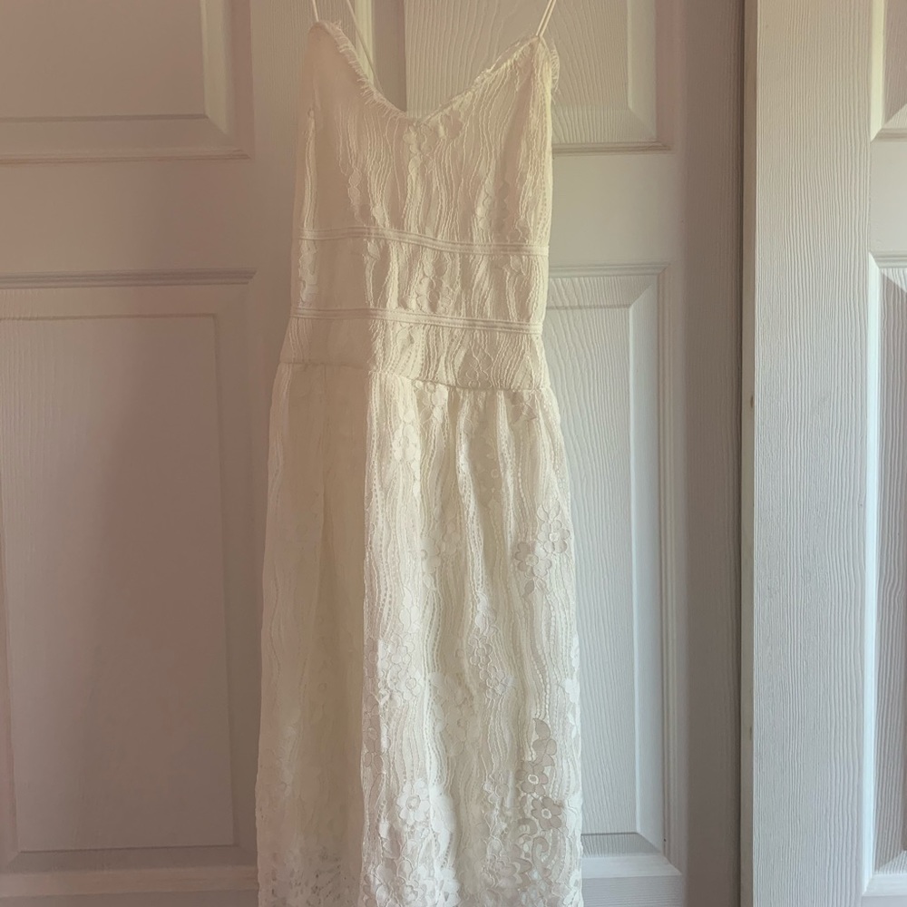 White Lace Midi Dress